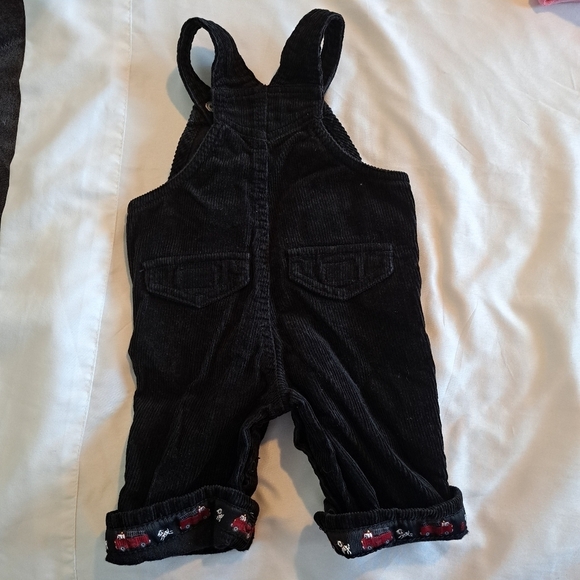 Gymboree boys 0-3 month black fire truck designed overalls euc - Picture 2 of 6